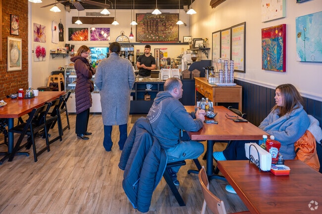 Irvington residents gather at Black Cat Cafe for lunch and coffee.