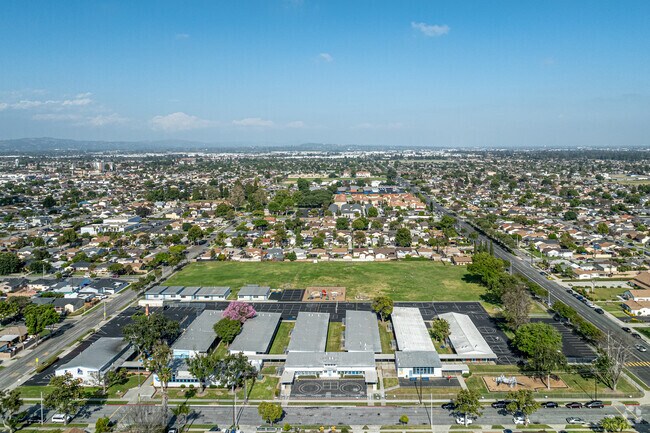 An aerial view of Loretta Lampton Elementary School in Norwalk.