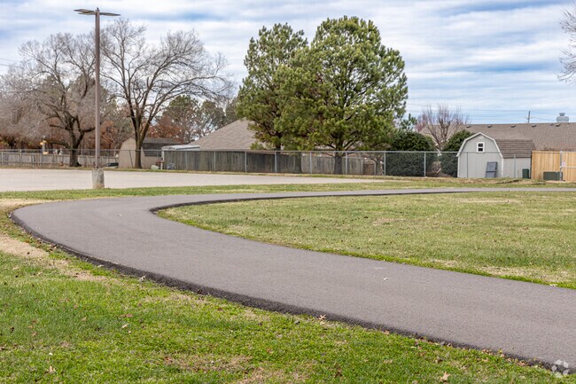 Walker Elementary School has a track and several outdoor play areas.