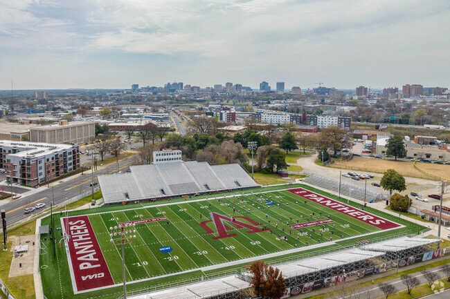 Willie Lanier Field in Virginia Union has views of downtown Richmond in the background.