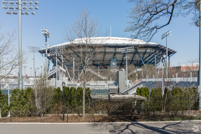 Arthur Ashe Stadium is the centerpiece of the US Open tennis tournament in Flushing Meadows.