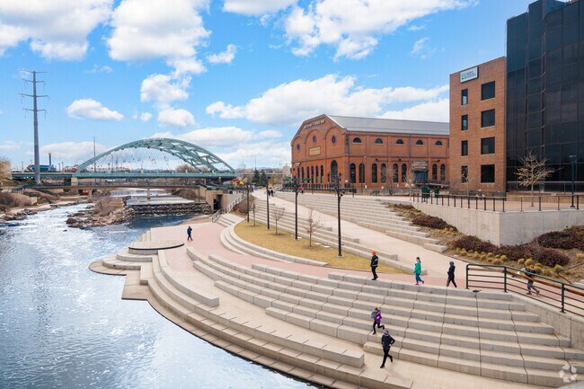 Confluence Park is a great spot to cool off on the way downtown from Highland.