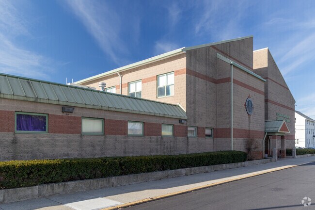 Side view of Veterans Memorial Elementary School in Central Falls, RI.