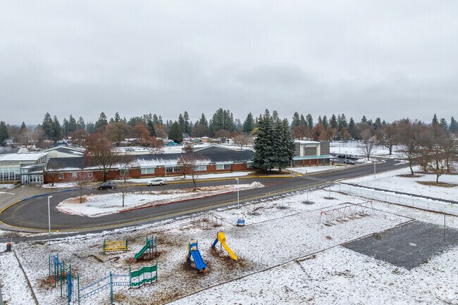 Betz Elementary features a roundabout for student pick up and drop off.