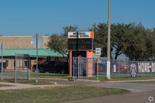 Memorial Middle School is in the area for students.