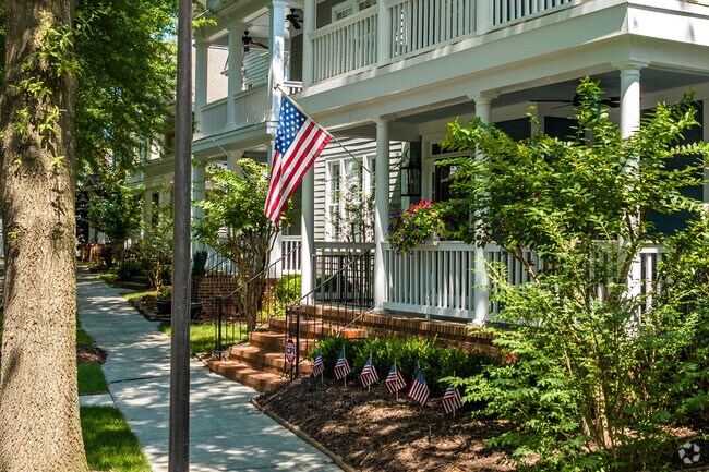Large porches are popular in the Provincetowne neighborhood of Charlotte.