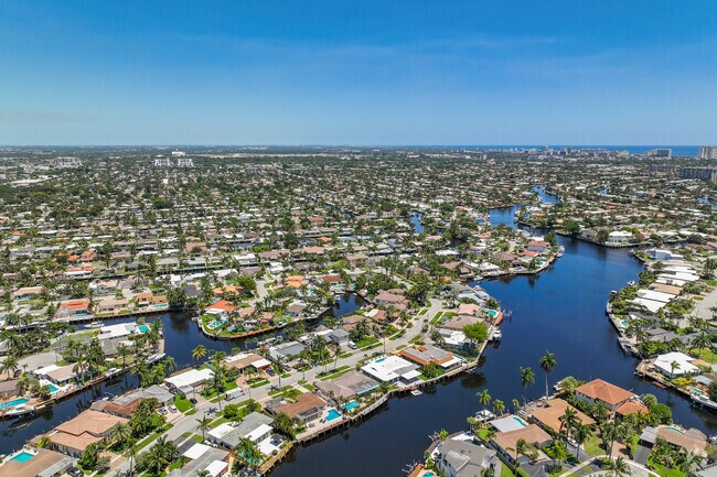 Overview of the Cypress Harbor neighborhood with canals running through.
