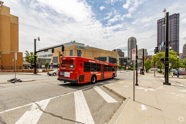 PRT buses will take you around town and back to the Lower Hill.