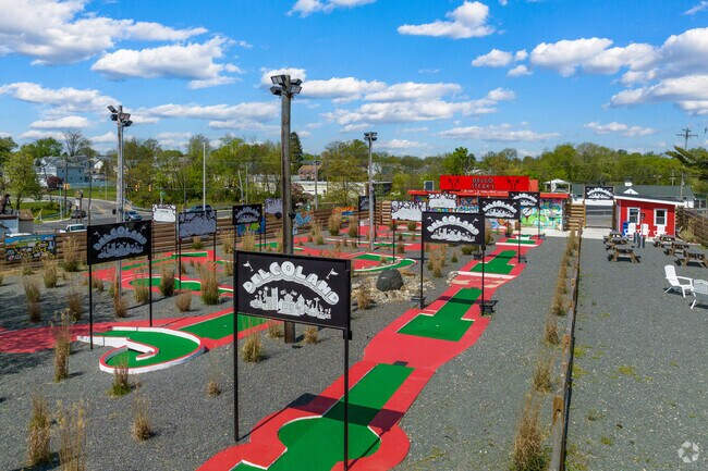 Delcoland at Delco Steaks offers a Delaware County themed mini golf experience near Folsom, PA.