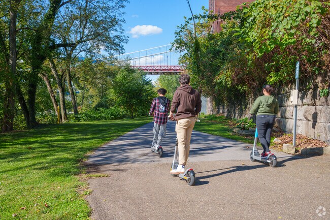 Take a journey along the Wheeling Suspension Bridge to the Heritage Trail from Wheeling Island.