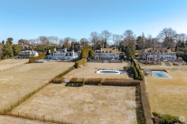 Sasco Hill Road Mansions stretch all the way from the road down to waterfront in Sasco.