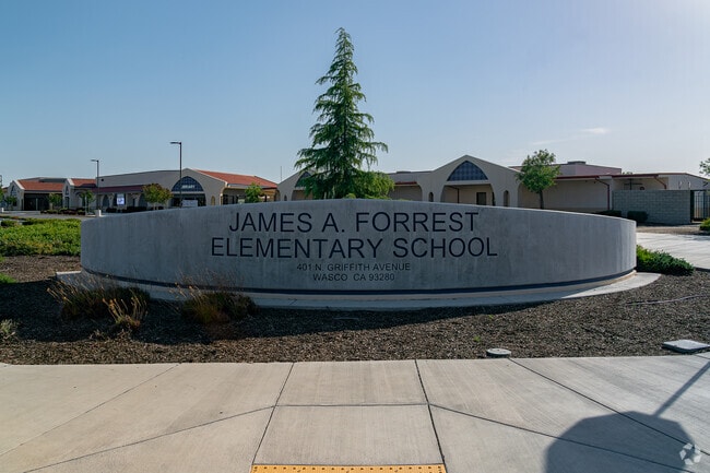 The sign at James A. Forrest Elementary welcomes students and staff as they enter the grounds.