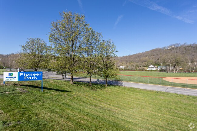 Pioneer Park in Taylor Mill features a scenic walking trail that surrounds its athletic fields.