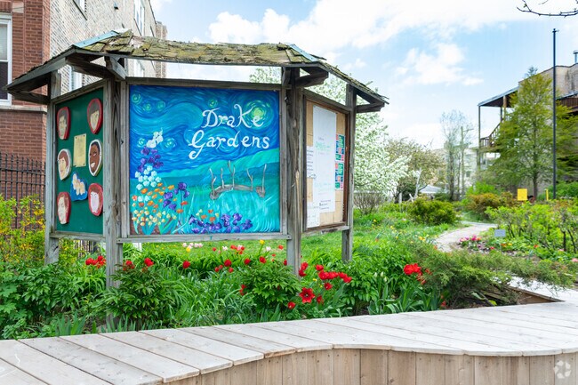 Drake Gardens in Albany Park offers residents walking paths.