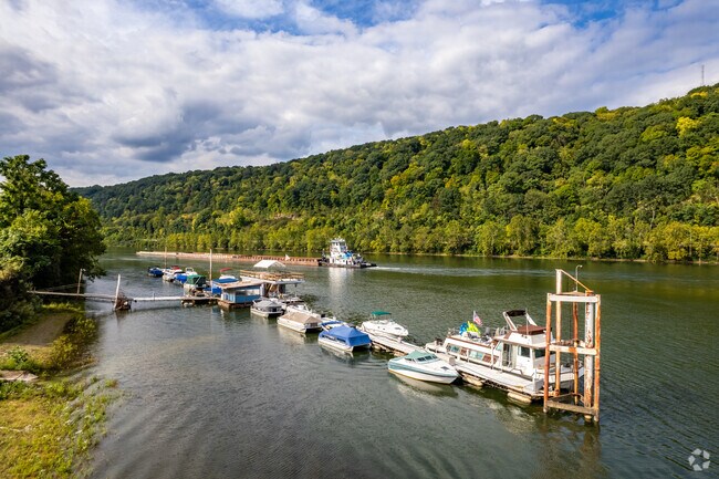 The Monongahela River flows past Monongahela on it's way to Pittsburgh.