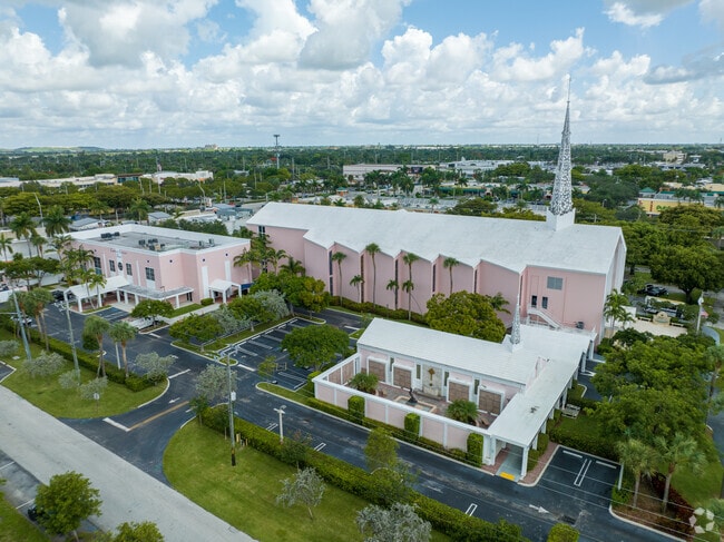 Aerial of Lighthouse Christian school and church in Lighthouse Point
