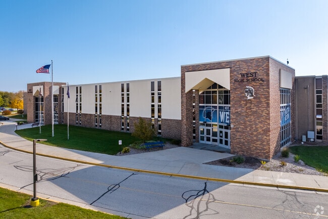The entry to East High School in West Bend.