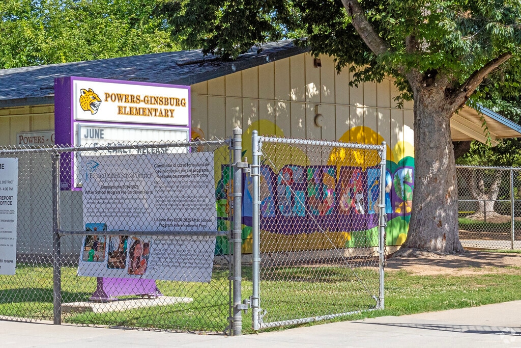The entrance to Powers-Ginsburg Elementary School in Fresno.
