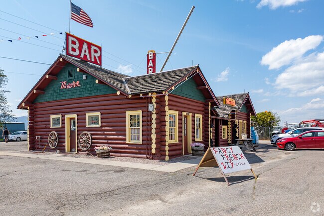 Marvin’s Tavern is a local restaurant with a log cabin exterior .