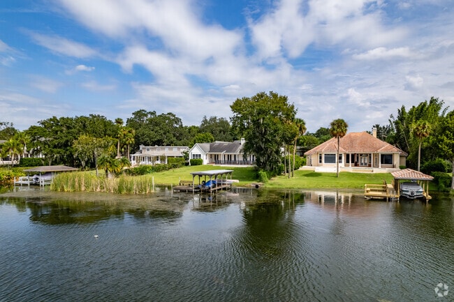 A row of beautiful waterfront homes in Maitland.