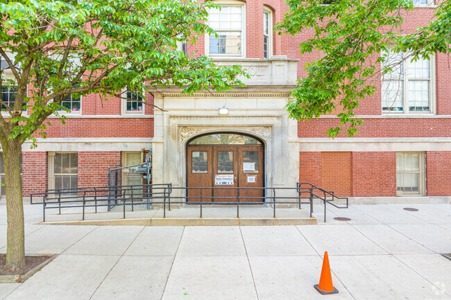 The James Ward Elementary School main entrance, Chicago.