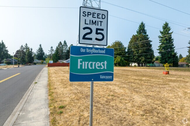 NE 18th St forms Fircrest’s north edge from I-205 toward Evergreen High.