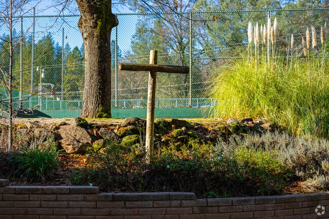 Wooden cross stands tall at Forest Lake Christian School.