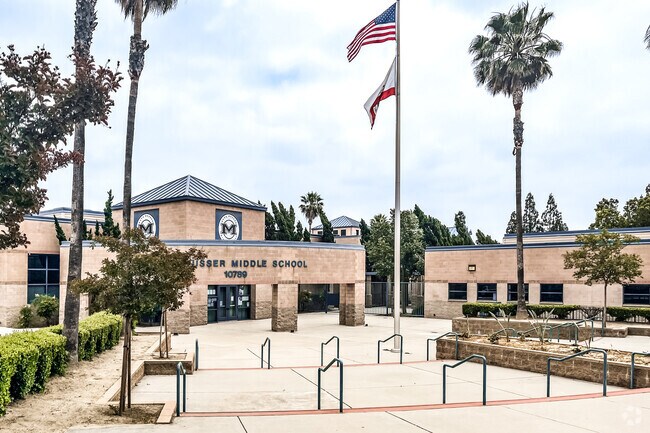 Ruth Musser Middle flags unfurled in Rancho Cucamonga.