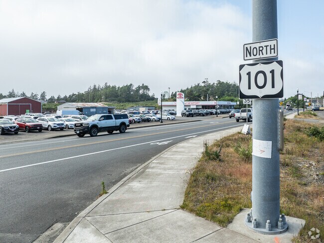 The Oregon Coast Highway, also known as U.S. Route 101 heads north and connects South Beach to Lincoln City and Astoria.
