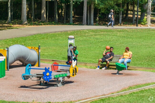 Memorial Park in Stockbridge hosts people enjoying their day with their kids.