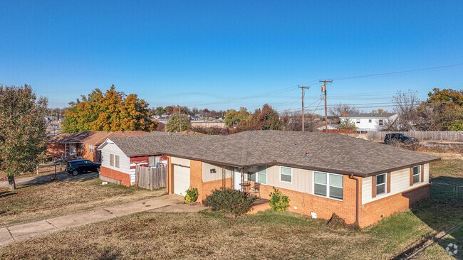 A row of quaint, ranch-style homes line the street in Ninnekah.