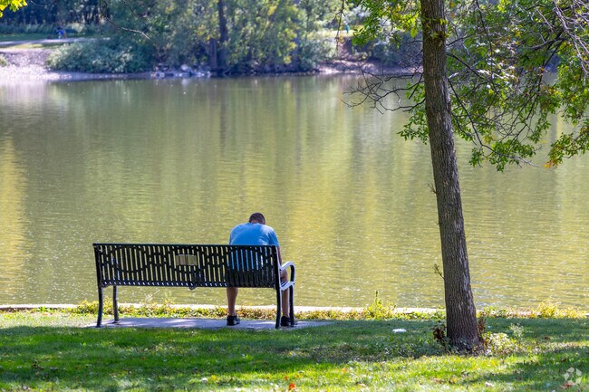 Peabody Park offers benches, a playground, and a pavilion.
