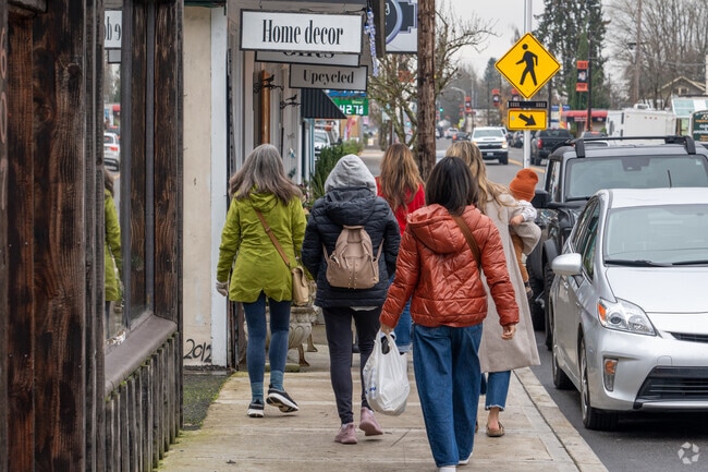 Residents of Battle Ground enjoy the many shopping options on main street.