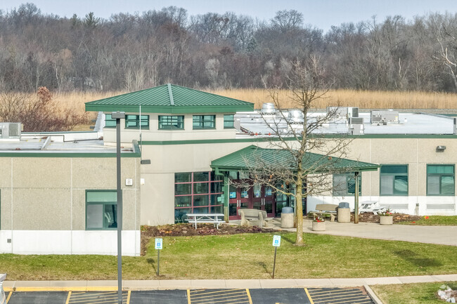 Prairie View Grade School is located right near the Fitchie Forest Preserve.