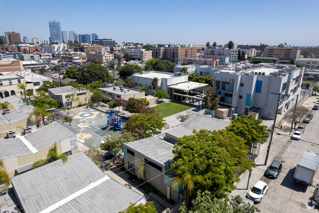 Macarthur Park Elementary School has beautiful views of DTLA.