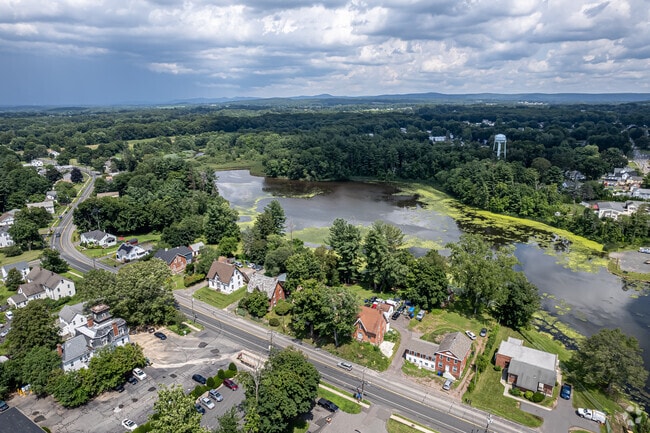 The Broad Brook section of East Windsor is marked by historic Main Street buildings & Mill Pond.