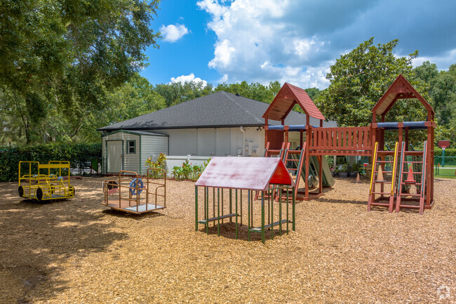 Even with a rigorous learning schedule kids still can be kids on the colorful playground.
