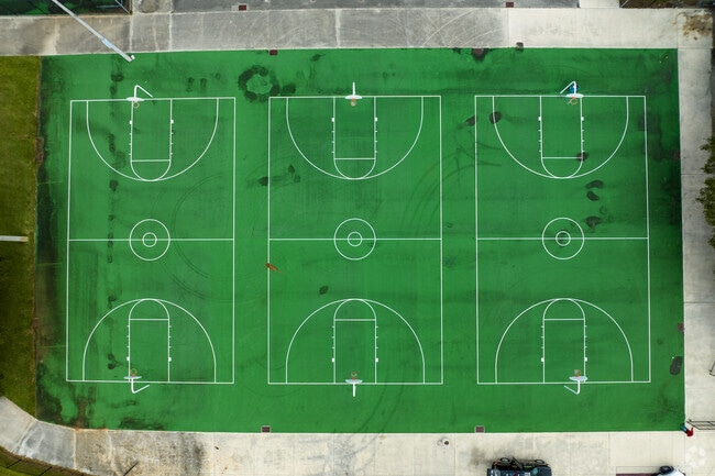 Basketball courts and practice are staples in the sport instruction at the palm Lakes School.