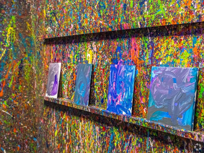 Have fun in the splatter paint room at Pinspiration in Randolph.