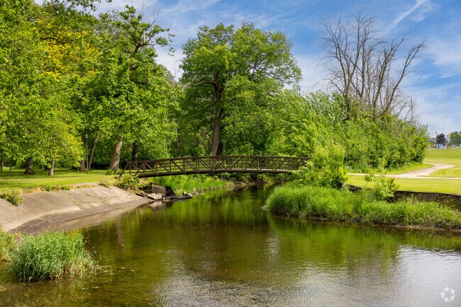 Waupun County Park includes an iconic bridge near the entrance to the park.