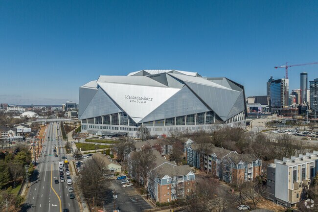 Castleberry Hill is just a short walk away from the Mercedes Benz Stadium, home to the Atlanta Falcons NFL team.