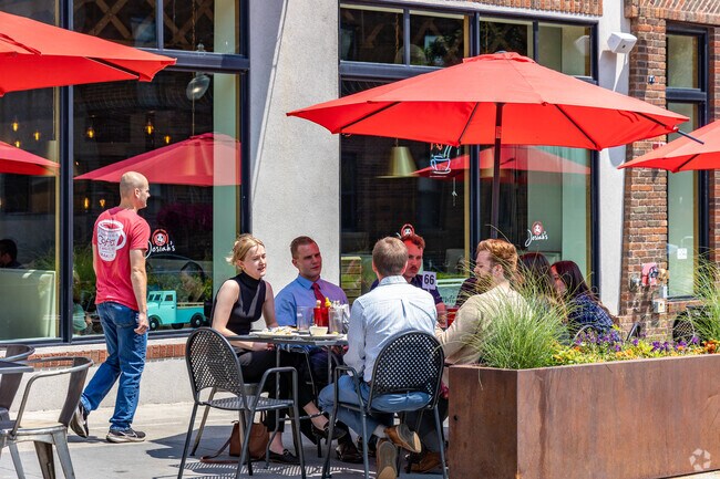 Hayes Historic District locals enjoy dining outdoors at nearby resurants.