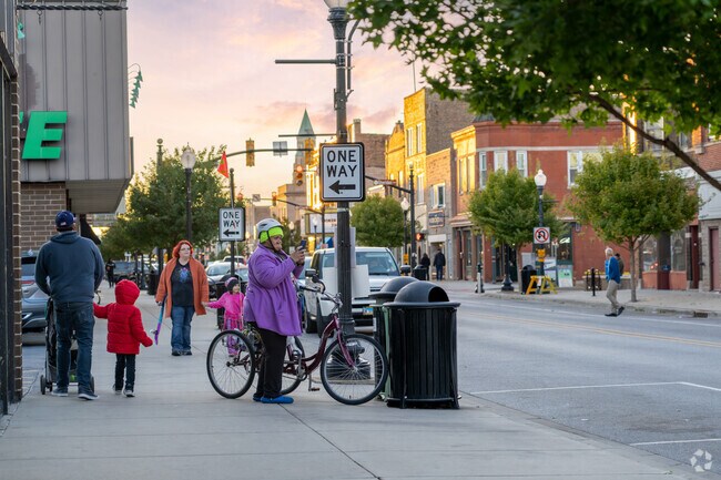 Residents head to 119th Street in Whiting for their afternoon walks, shopping, and dining.