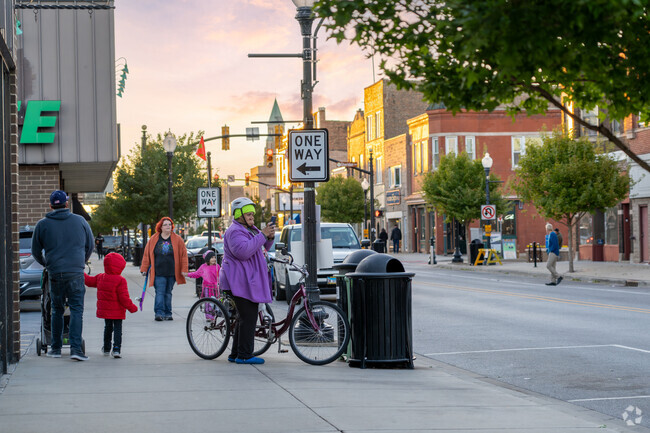 Residents head to 119th Street in Whiting for their afternoon walks, shopping, and dining.