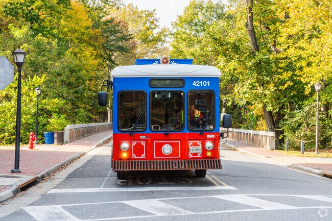 All aboard the charming Williamsburg trolley, a delightful way to explore the historic city.