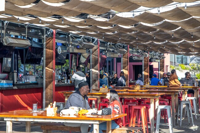 Plank's outdoor bar in Jack London Square is busy every night of the week.