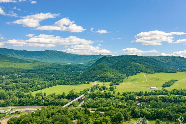 Natural Bridge showcases rural architecture amid the Blue Ridge foothills.