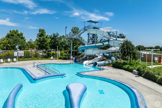The Elk Grove Aquatic Center features a 50-meter competition pool, a water slide and a lazy river.