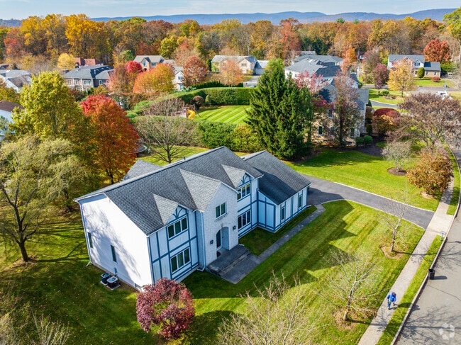Twilight brings a peaceful glow to Monsey's quiet residential streets.