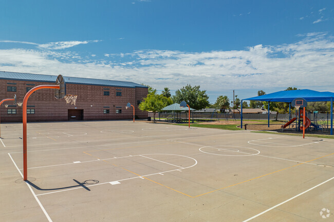 Orangewood School students have many options for outdoor play like basketball.